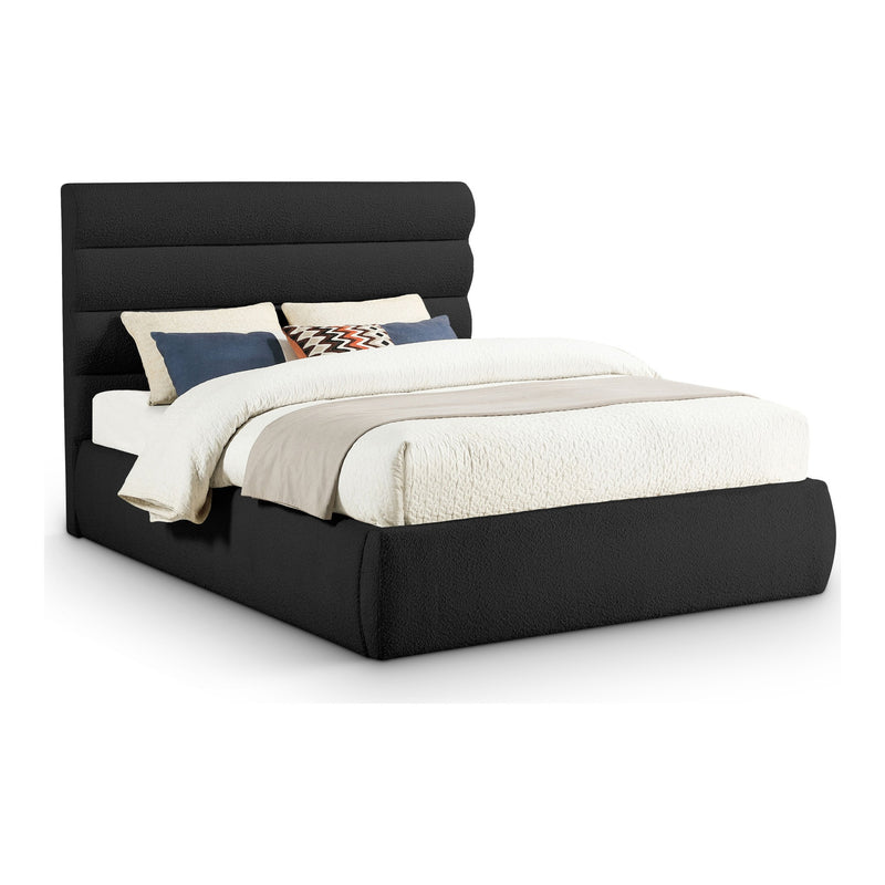 Adam Boucle Fabric Upholstered Queen Bed in Black