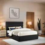 Adam Boucle Fabric Upholstered Queen Bed in Black
