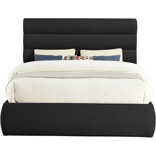 Adam Boucle Fabric Upholstered Queen Bed in Black