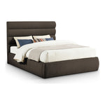 Adam Boucle Fabric Upholstered Queen Bed in Brown