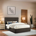 Adam Boucle Fabric Upholstered Queen Bed in Brown