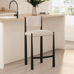 Lennor Boucle Metal Counter Stool in Cream