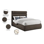 Adam Boucle Fabric Upholstered Queen Bed in Brown