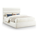 Adam Boucle Fabric Upholstered Queen Bed in Cream
