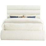 Adam Boucle Fabric Upholstered Queen Bed in Cream