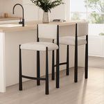 Lennor Boucle Metal Counter Stool in Cream