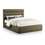 Adam Boucle Fabric Upholstered Queen Bed in Olive