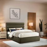 Adam Boucle Fabric Upholstered Queen Bed in Olive