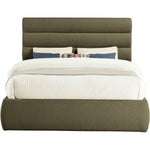 Adam Boucle Fabric Upholstered Queen Bed in Olive