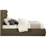 Adam Boucle Fabric Upholstered Queen Bed in Olive