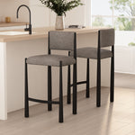 Lennor Boucle Metal Counter Stool in Mushroom
