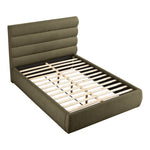 Adam Boucle Fabric Upholstered Queen Bed in Olive