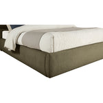 Adam Boucle Fabric Upholstered Queen Bed in Olive