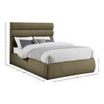 Adam Boucle Fabric Upholstered Queen Bed in Olive