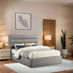 Adam Boucle Fabric Upholstered Queen Bed in Taupe