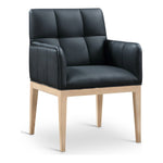 Adrian Vegan Leather Upholstered Dining Arm Chair in Black