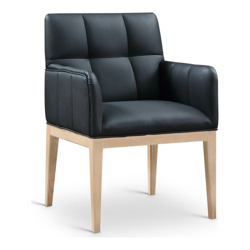 Adrian Vegan Leather Upholstered Dining Arm Chair in Black