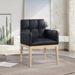 Adrian Vegan Leather Upholstered Dining Arm Chair in Black