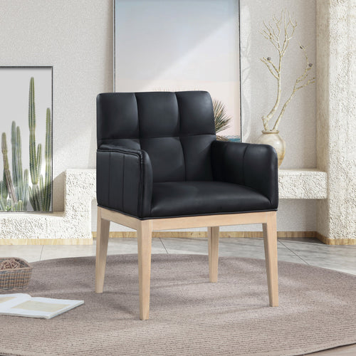 Adrian Vegan Leather Upholstered Dining Arm Chair in Black