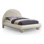 Madrid Velvet Upholstered Queen Bed in Cream