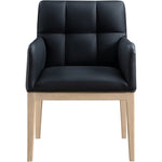 Adrian Vegan Leather Upholstered Dining Arm Chair in Black