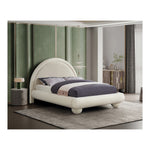 Madrid Velvet Upholstered Queen Bed in Cream