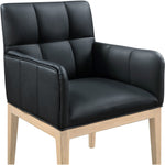 Adrian Vegan Leather Upholstered Dining Arm Chair in Black