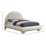 Madrid Velvet Upholstered Queen Bed in Cream