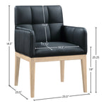 Adrian Vegan Leather Upholstered Dining Arm Chair in Black