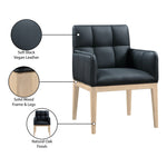 Adrian Vegan Leather Upholstered Dining Arm Chair in Black