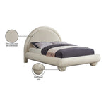 Madrid Velvet Upholstered Queen Bed in Cream