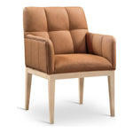 Adrian Vegan Leather Upholstered Dining Arm Chair in Cognac
