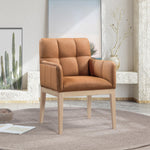 Adrian Vegan Leather Upholstered Dining Arm Chair in Cognac