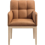 Adrian Vegan Leather Upholstered Dining Arm Chair in Cognac