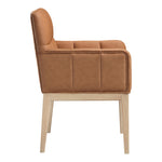 Adrian Vegan Leather Upholstered Dining Arm Chair in Cognac