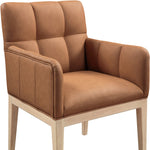 Adrian Vegan Leather Upholstered Dining Arm Chair in Cognac