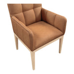 Adrian Vegan Leather Upholstered Dining Arm Chair in Cognac