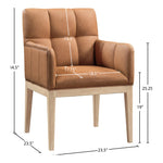Adrian Vegan Leather Upholstered Dining Arm Chair in Cognac