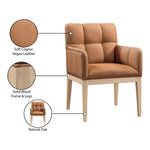 Adrian Vegan Leather Upholstered Dining Arm Chair in Cognac
