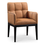 Adrian Vegan Leather Upholstered Dining Arm Chair in Cognac