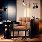 Adrian Vegan Leather Upholstered Dining Arm Chair in Cognac