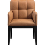 Adrian Vegan Leather Upholstered Dining Arm Chair in Cognac