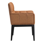Adrian Vegan Leather Upholstered Dining Arm Chair in Cognac