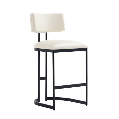 Juno Vegan Leather Metal Counter Stool in Ivory