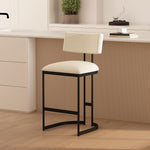 Juno Vegan Leather Metal Counter Stool in Ivory