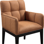 Adrian Vegan Leather Upholstered Dining Arm Chair in Cognac
