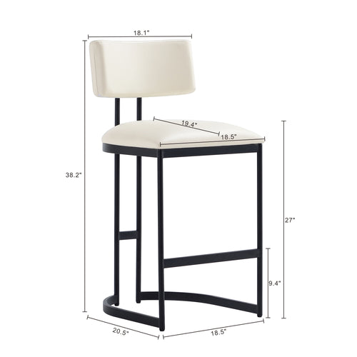 Juno Vegan Leather Metal Counter Stool in Ivory