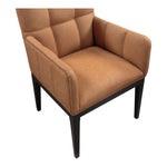 Adrian Vegan Leather Upholstered Dining Arm Chair in Cognac