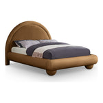 Madrid Velvet Upholstered Queen Bed in Saddle