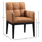 Adrian Vegan Leather Upholstered Dining Arm Chair in Cognac